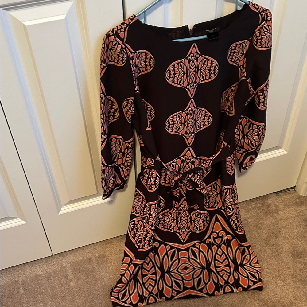 Ann Taylor Black and Orange Long Sleeve Dress